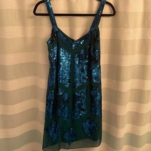 Teal blue sequin mini dress - great for special festive occasions!